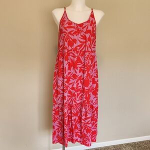 LOFT floral cami tiered midi dress